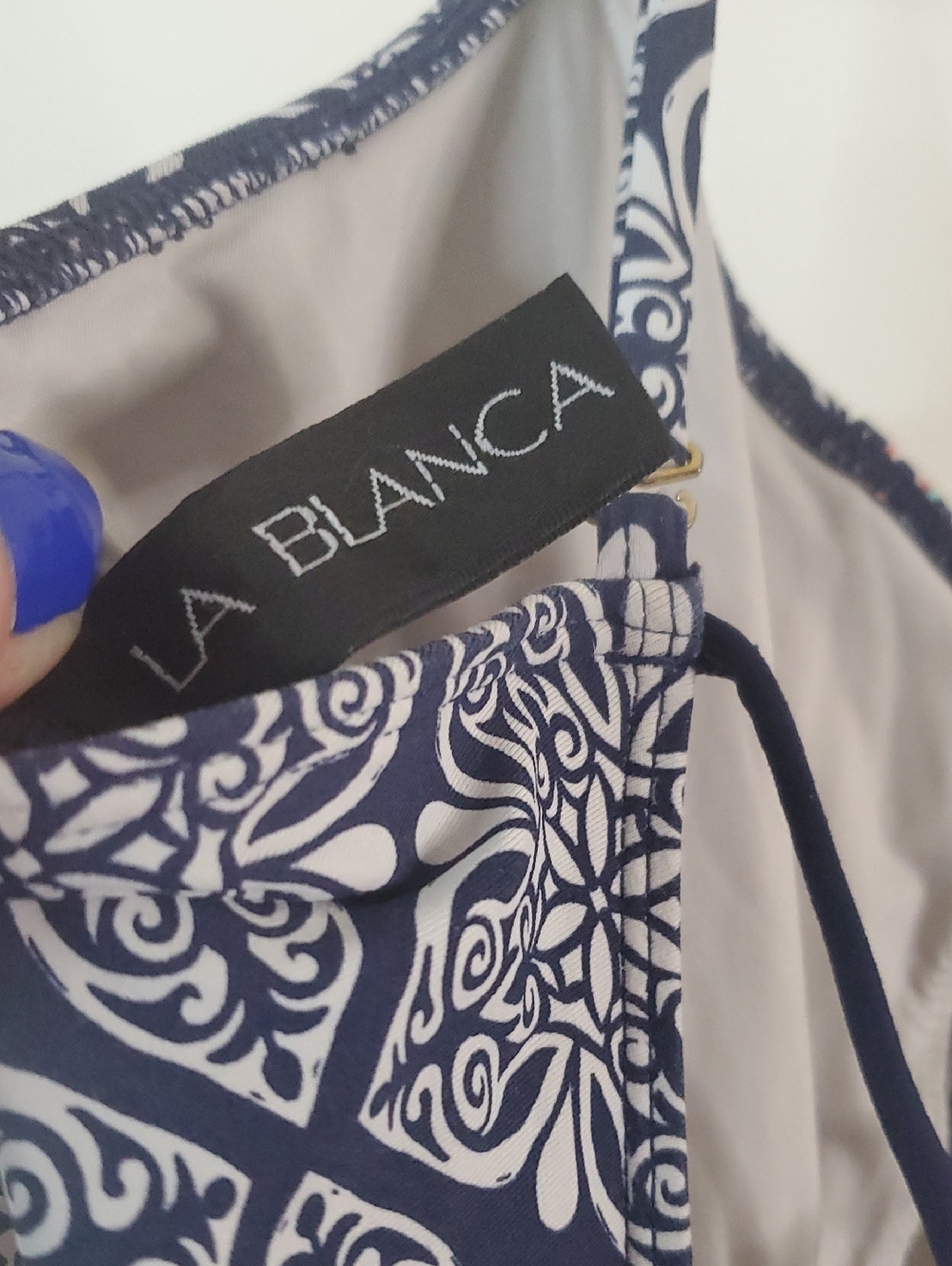 LaBlanca Navy & White Mandala Strappy Mio One-Piece Swimsuit & Pants Size 6 Sm - Picture 6 of 16